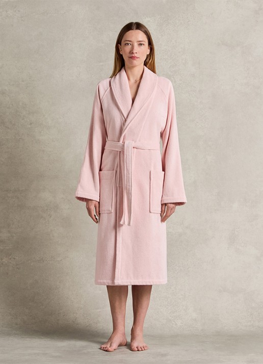 Ralph Lauren Dulaney badjas met opgestikte zakken - unisex - voorkant 2 lichtroze