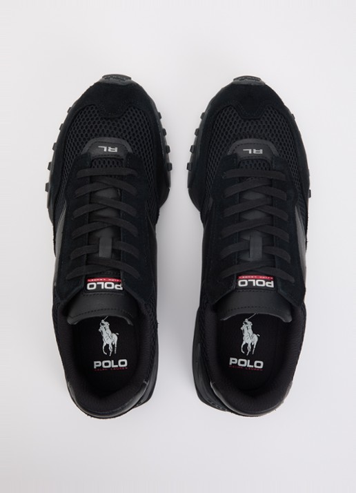 Ralph Lauren Eldridge sneaker van mesh met leren details - detail 2 zwart