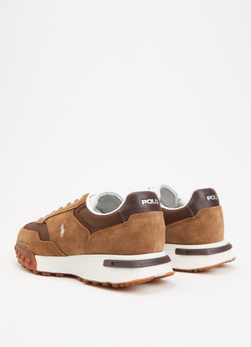 Ralph Lauren Eldridge sneaker van suède met mesh details - achterkant camel