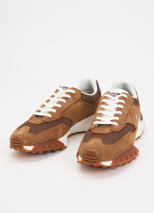 Ralph Lauren Eldridge sneaker van suède met mesh details - detail 3 camel