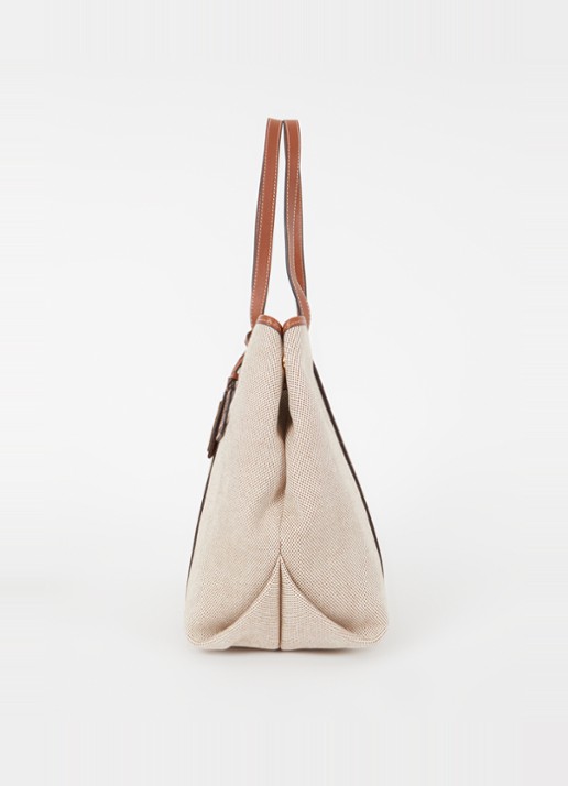 Ralph Lauren Emerie Extra Large shopper van canvas met leren details - detail 3 beige