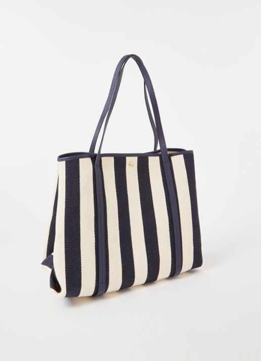 Ralph Lauren Emerie Extra Large shopper van canvas met leren details - achterkant 4 donkerblauw