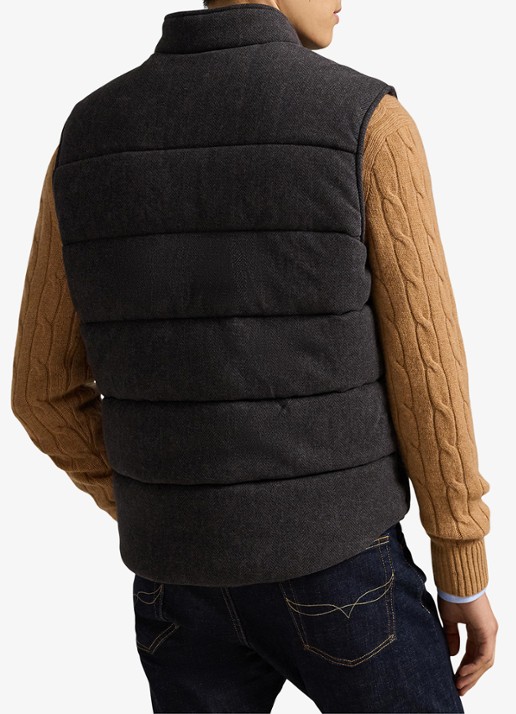 Ralph Lauren Estate-rib bodywarmer met visgraatprint - achterkant 5 donkergrijs
