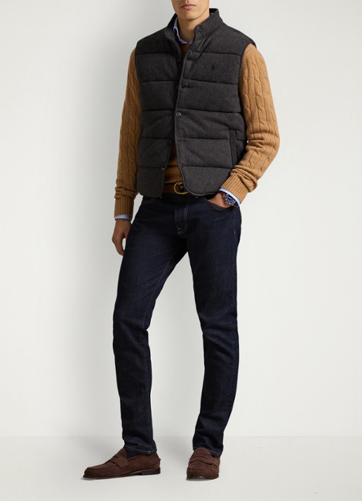 Ralph Lauren Estate-rib bodywarmer met visgraatprint - voorkant 2 donkergrijs