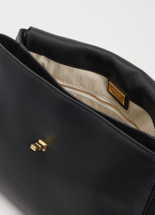 Ralph Lauren Farrah schoudertas van leer met afneembare schouderriem - detail 2 zwart