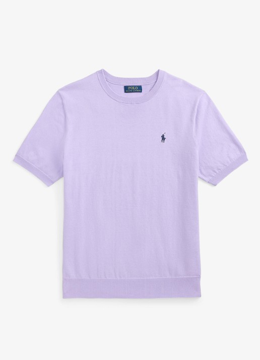 Ralph Lauren Fijngebreid T-shirt met logo - voorkant 4 powder purple / paars