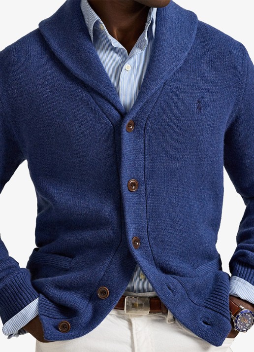 Ralph Lauren Fijngebreid vest in kasjmierblend met steekzakken - detail 5 rustic navy / donkerblauw