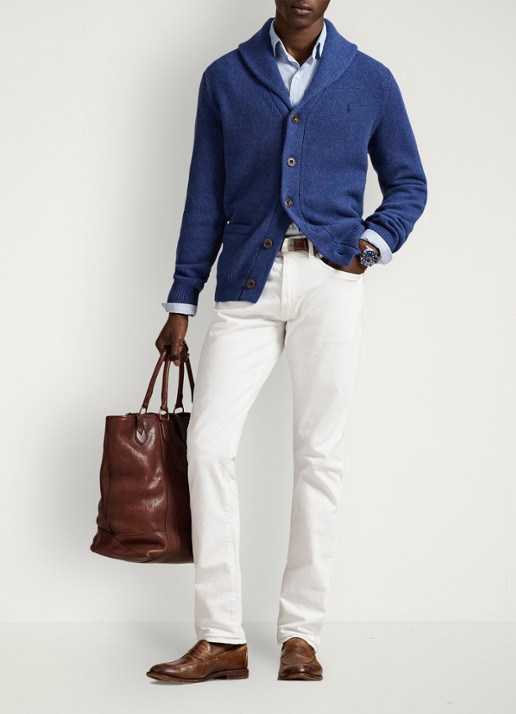 Ralph Lauren Fijngebreid vest in kasjmierblend met steekzakken - voorkant 3 rustic navy / donkerblauw