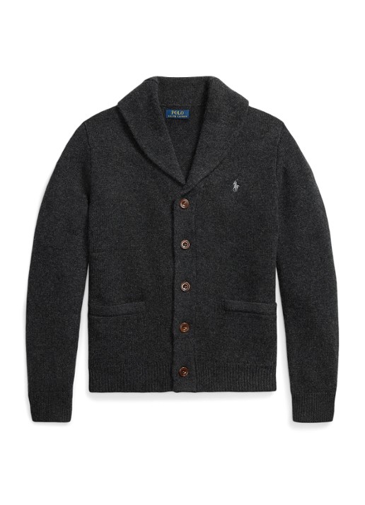 Ralph Lauren Fijngebreid vest in kasjmierblend met steekzakken - voorkant 4 dark granite / donkergrijs