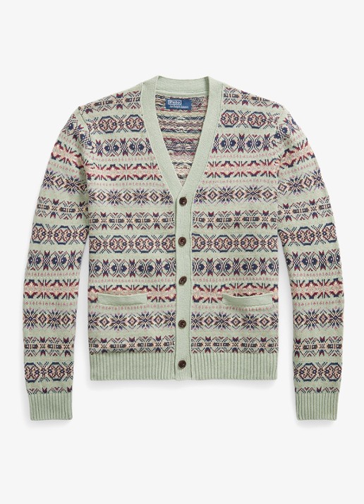 Ralph Lauren Fijngebreid vest in linnenblend met jacquard dessin - voorkant 4 green combo / groen