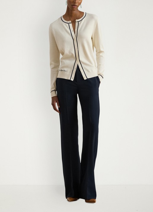 Ralph Lauren Fijngebreid vest met logoborduring - voorkant 4 creme