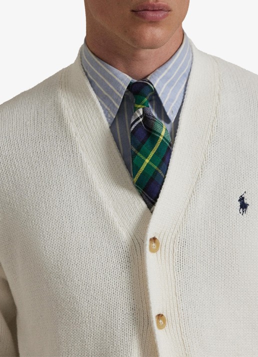 Ralph Lauren Fijngebreid vest met logoborduring - detail 5 deckwash white / wit