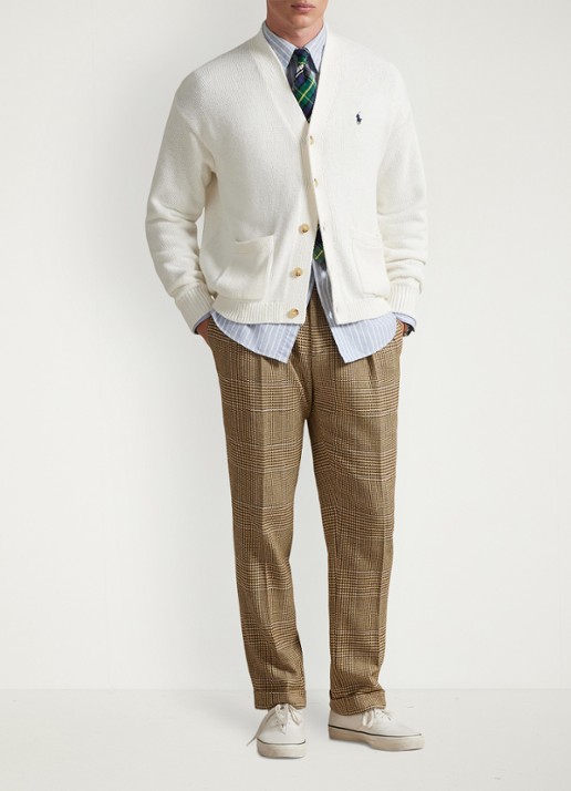 Ralph Lauren Fijngebreid vest met logoborduring - voorkant 3 deckwash white / wit