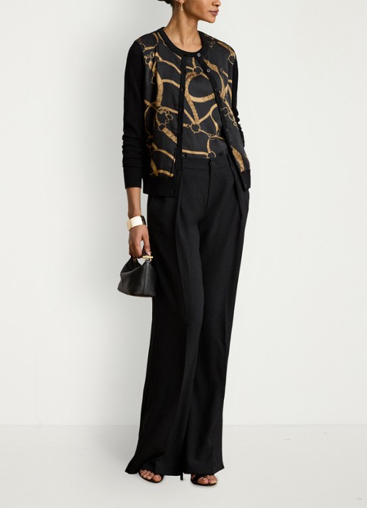 Ralph Lauren Fijngebreid vest met print - voorkant 4 black multi / zwart