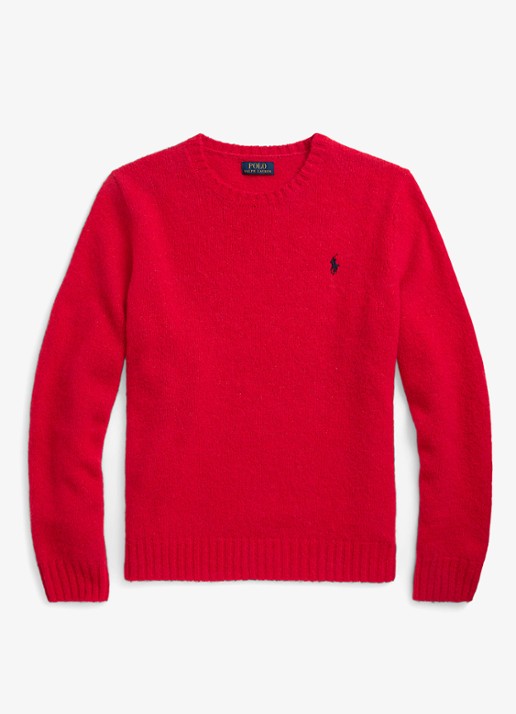 Ralph Lauren Fijngebreide pullover in alpaca wolblend met logoborduring - voorkant 3 rl 2000 red / rood