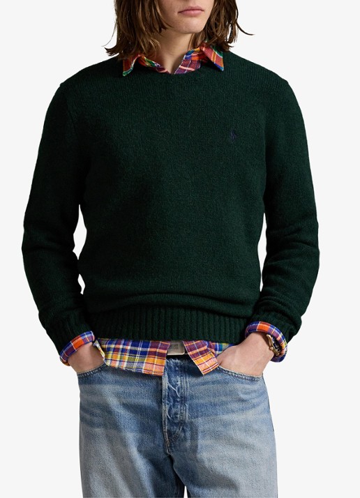 Ralph Lauren Fijngebreide pullover in alpaca wolblend met logoborduring - detail 2 moss agate / mosgroen