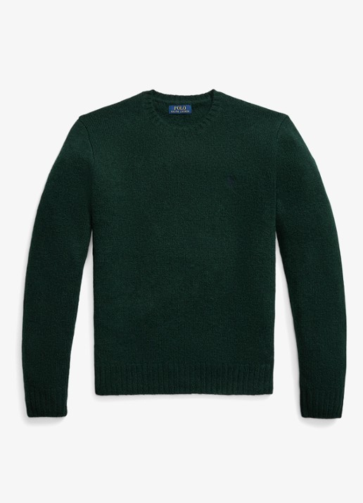 Ralph Lauren Fijngebreide pullover in alpaca wolblend met logoborduring - voorkant 4 moss agate / mosgroen