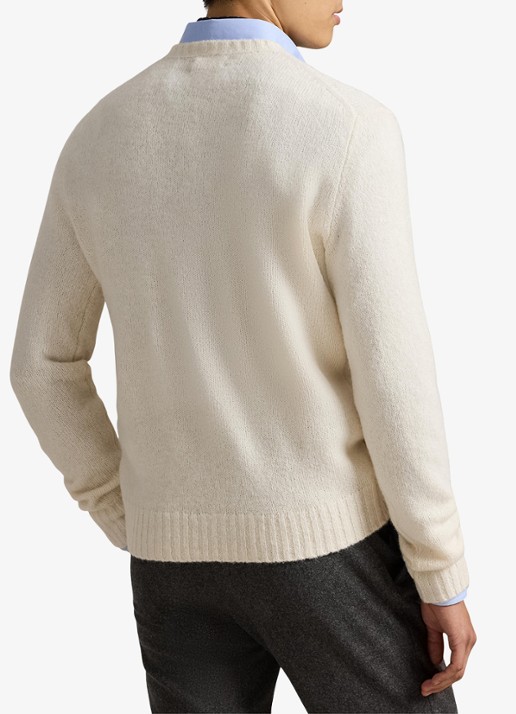 Ralph Lauren Fijngebreide pullover in alpaca wolblend met logoborduring - achterkant 6 cream tonal / creme