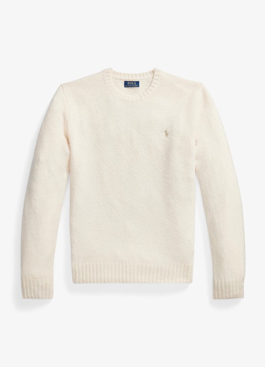Ralph Lauren Fijngebreide pullover in alpaca wolblend met logoborduring - voorkant 4 cream tonal / creme