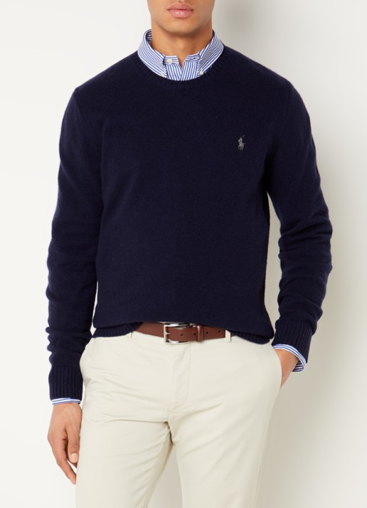Ralph Lauren Fijngebreide pullover in kasjmierblend met logoborduring - detail 3 hunter navy / donkerblauw
