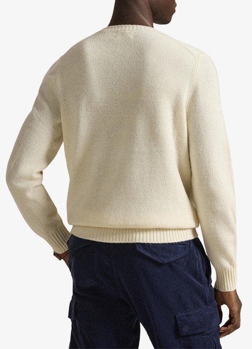 Ralph Lauren Fijngebreide pullover in kasjmierblend met logoborduring - achterkant andover cream / gebroken wit