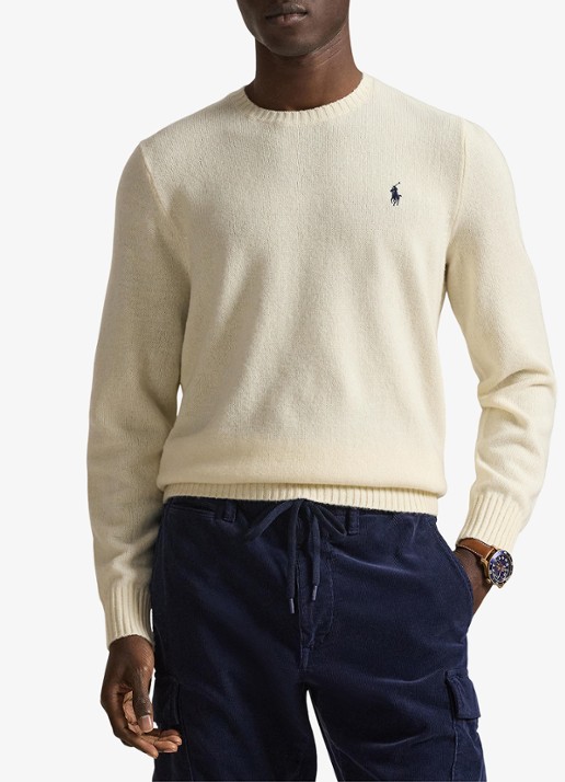 Ralph Lauren Fijngebreide pullover in kasjmierblend met logoborduring - detail 3 andover cream / gebroken wit