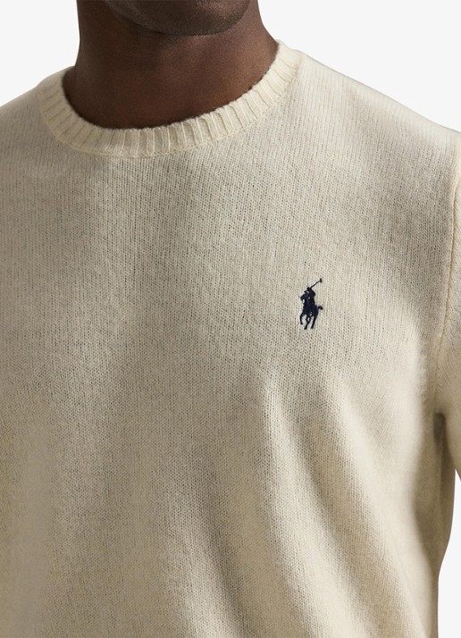 Ralph Lauren Fijngebreide pullover in kasjmierblend met logoborduring - detail 4 andover cream / gebroken wit