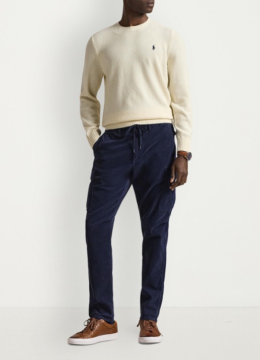 Ralph Lauren Fijngebreide pullover in kasjmierblend met logoborduring - voorkant 7 andover cream / gebroken wit