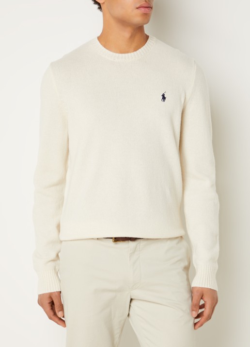Ralph Lauren Fijngebreide pullover in kasjmierblend met logoborduring - detail 5 andover cream / gebroken wit