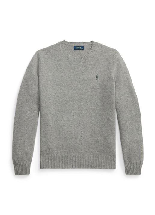 Ralph Lauren Fijngebreide pullover in kasjmierblend met logoborduring - voorkant 2 grijs