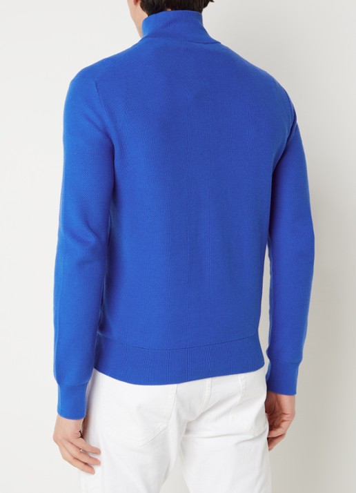 Ralph Lauren Fijngebreide pullover met halve rits en logoborduring - achterkant heritage blue / kobaltblauw