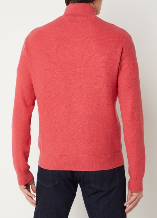 Ralph Lauren Fijngebreide pullover met halve rits en logoborduring - achterkant nantucket red heather / rood