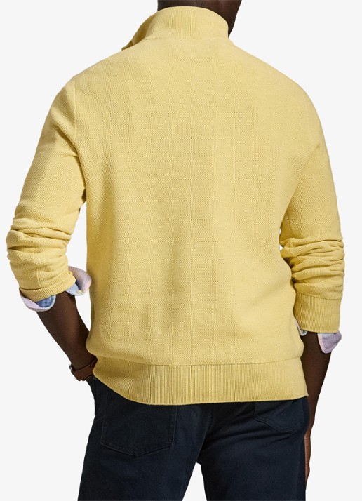 Ralph Lauren Fijngebreide pullover met halve rits en logoborduring - achterkant soft yellow heather
