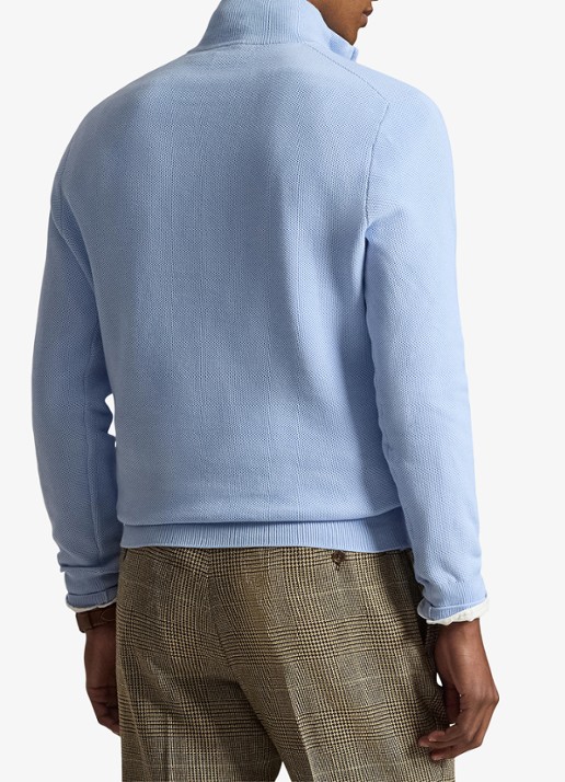 Ralph Lauren Fijngebreide pullover met halve rits en logoborduring - achterkant 3 office blue