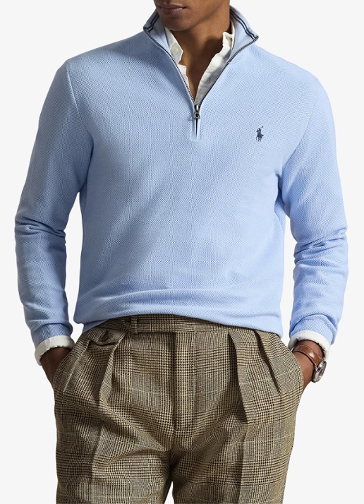 Ralph Lauren Fijngebreide pullover met halve rits en logoborduring
