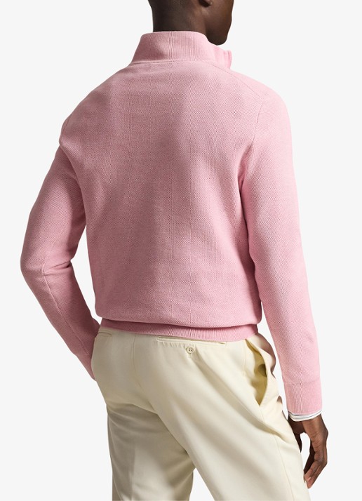 Ralph Lauren Fijngebreide pullover met halve rits en logoborduring - achterkant 3 carnation pink heather