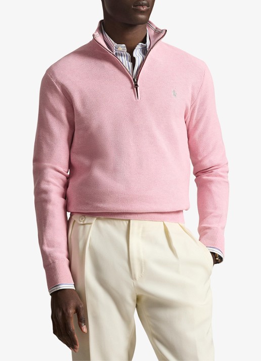 Ralph Lauren Fijngebreide pullover met halve rits en logoborduring