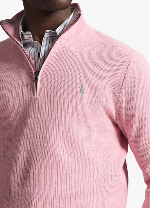 Ralph Lauren Fijngebreide pullover met halve rits en logoborduring - detail 5 carnation pink heather