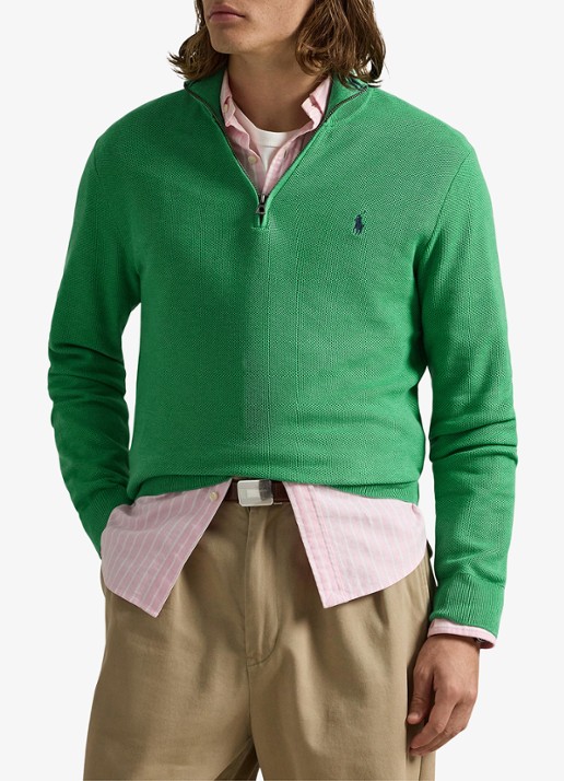 Ralph Lauren Fijngebreide pullover met halve rits en logoborduring