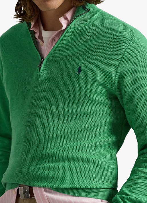 Ralph Lauren Fijngebreide pullover met halve rits en logoborduring - detail 4 palm green heather