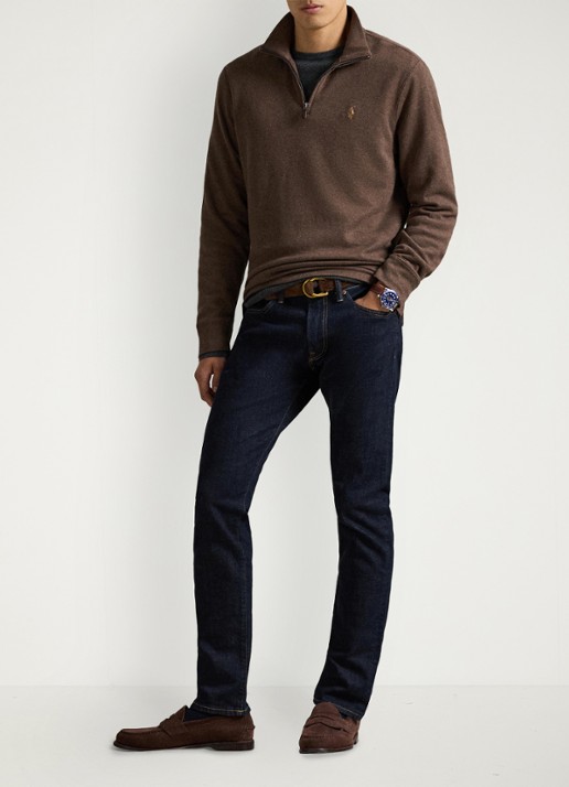 Ralph Lauren Fijngebreide pullover met halve rits  - detail 3 nutmeg brown heather 2zao