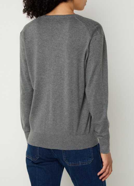 Ralph Lauren Fijngebreide pullover met logoborduring - achterkant grijs