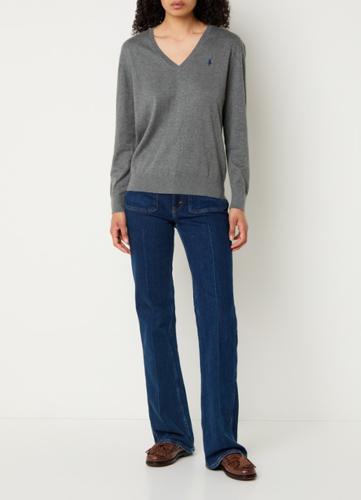 Ralph Lauren Fijngebreide pullover met logoborduring - voorkant 4 grijs