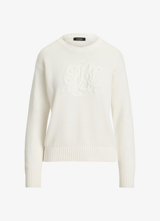 Ralph Lauren Fijngebreide pullover met logoborduring - voorkant 3 wit