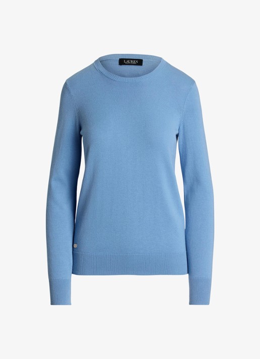 Ralph Lauren Fijngebreide pullover met stretch - voorkant 3 sky blue / blauw