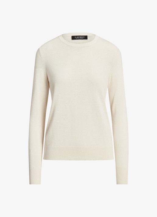 Ralph Lauren Fijngebreide pullover met stretch - voorkant mascarpone cream / creme