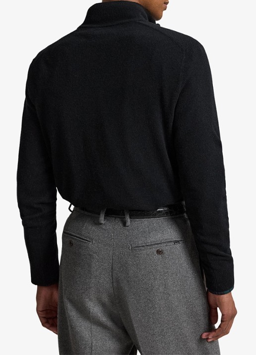 Ralph Lauren Fijngebreide pullover van wol met halve rits - achterkant 7 zwart