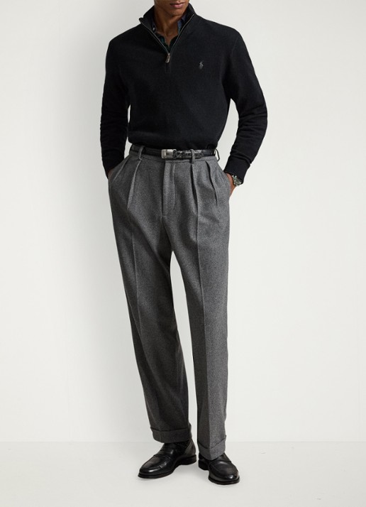 Ralph Lauren Fijngebreide pullover van wol met halve rits - detail zwart