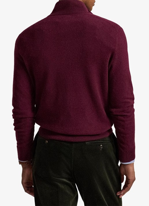 Ralph Lauren Fijngebreide pullover van wol met halve rits - achterkant 5 aged wine heather / wijnrood