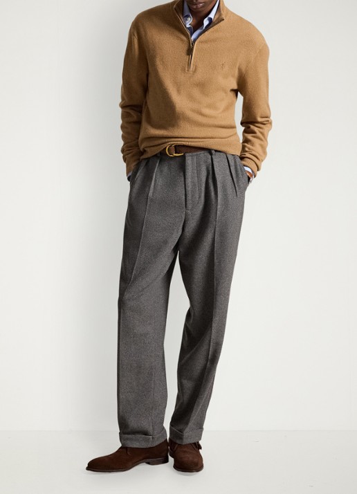 Ralph Lauren Fijngebreide pullover van wol met halve rits - detail 4 crouton tan heather / beige